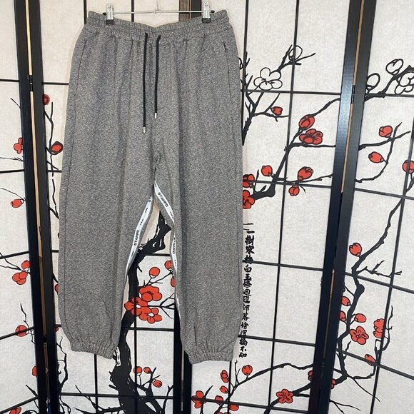Stampd Joggers Sweatpants Size L Logo Striped Zip Pockets Drawstring Gray New - Picture 2 of 6